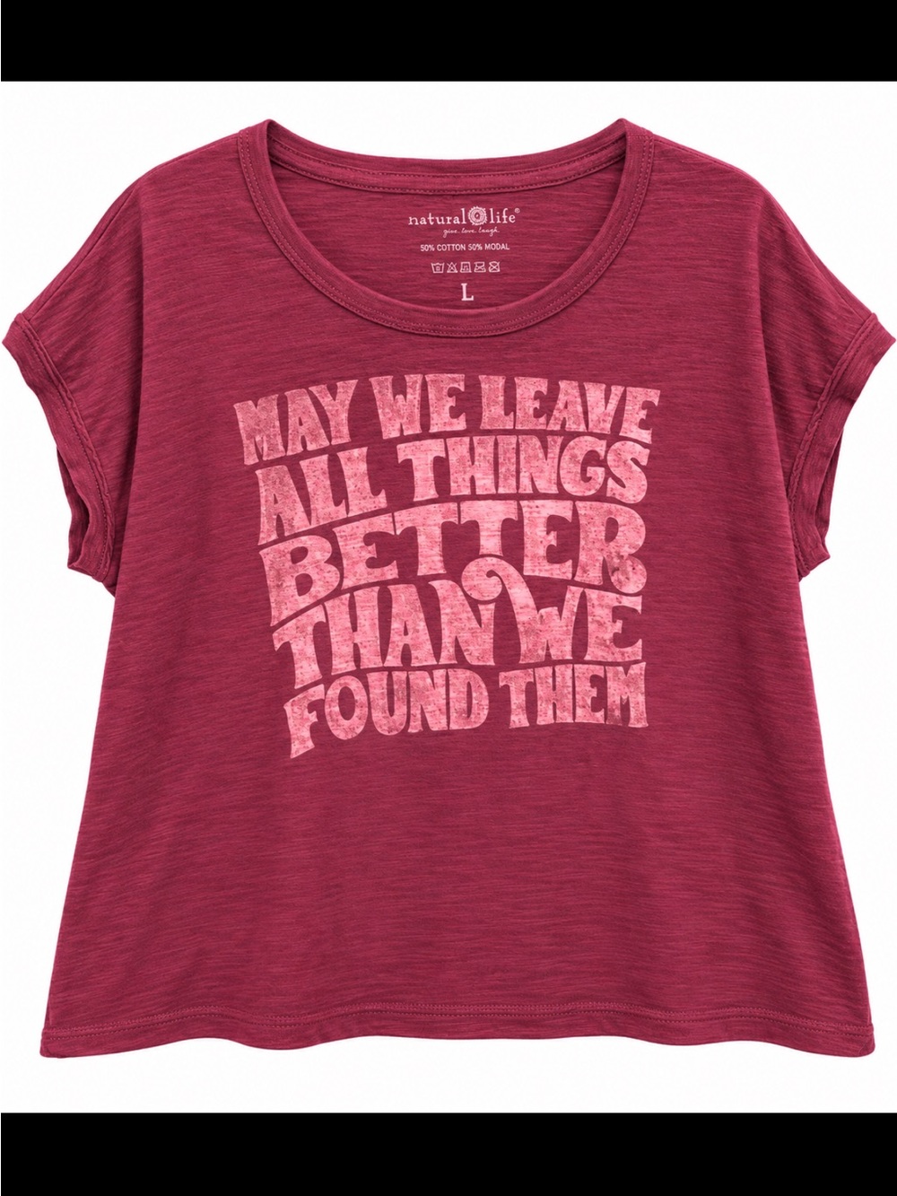 NATURAL LIFE Berry Graphic Tee with Positive Message